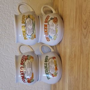 Set of 4 Vintage Soup Recipe Mugs
